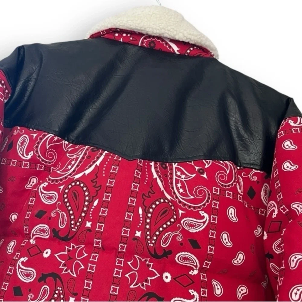 Levi's Men's Out West Mixed Media Red Bandanna Print Puffer Jacket XXL NWT